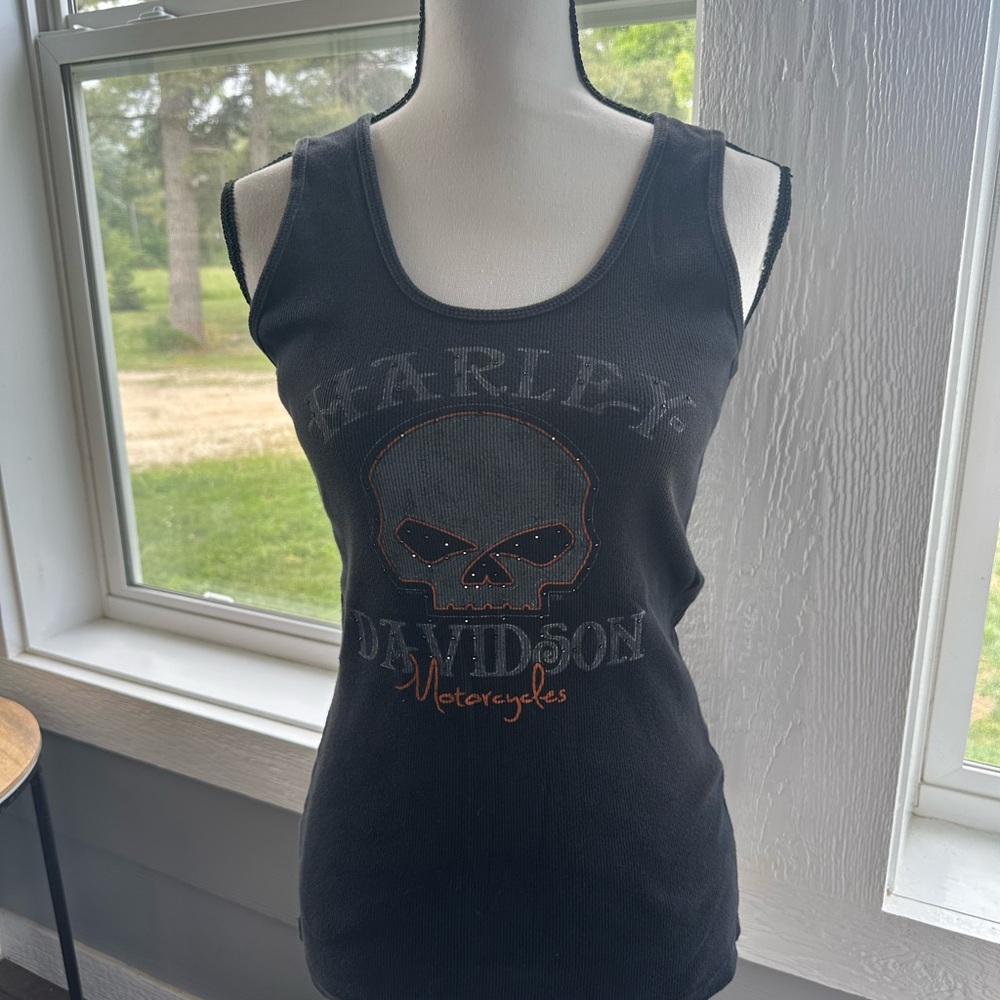 Harley-Davidson Black, Grey and Orange Willie G  skull.